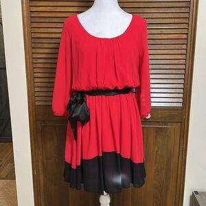 BCX Red and Black Cocktail Party Holiday Event Lined Pullover Dress Size M